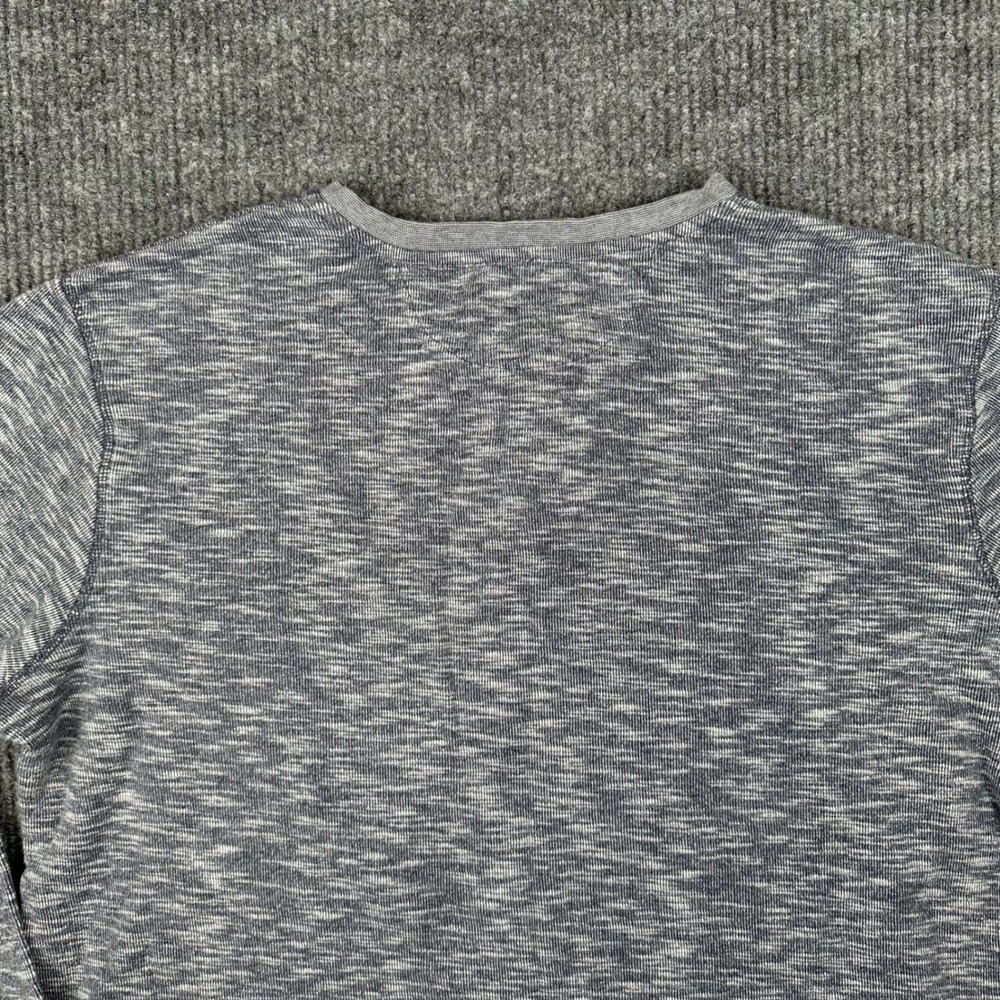 Lucky Brand Mens XL Henley Shirt Blue White Space Dye Marled Long Sleeve - Picture 4 of 10